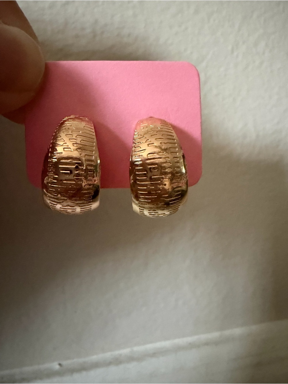 Gold Textured Huggie Hoop Earrings - Women's Jewelry